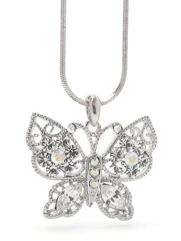 ( U325 ) MADE IN KOREA CRYSTAL BUTTERFLY NECKLACE for wholesale by Jewelry Max