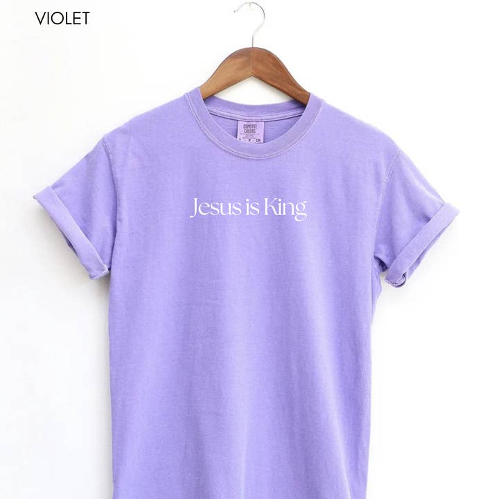 Faith & Life Christian Brands - Wholesale Screen Printed T-Shirt - Women's - Jesus is King Comfort Colors Heavyweight Easter T-Shirt3