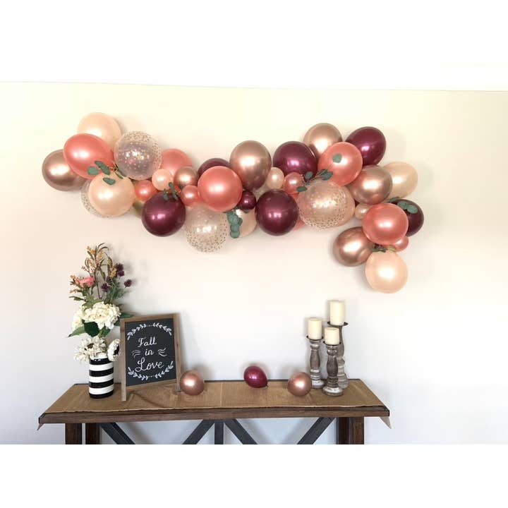 Hullaballoons - Wholesale DIY craft kit - Rose Gold & Burgundy Balloon Garland Kit | 4-Foot DIY Kit3