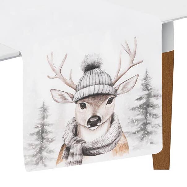 Bordløber 'Winter Deer', stof, 148x40cm for engroshandel hos Dekoratief