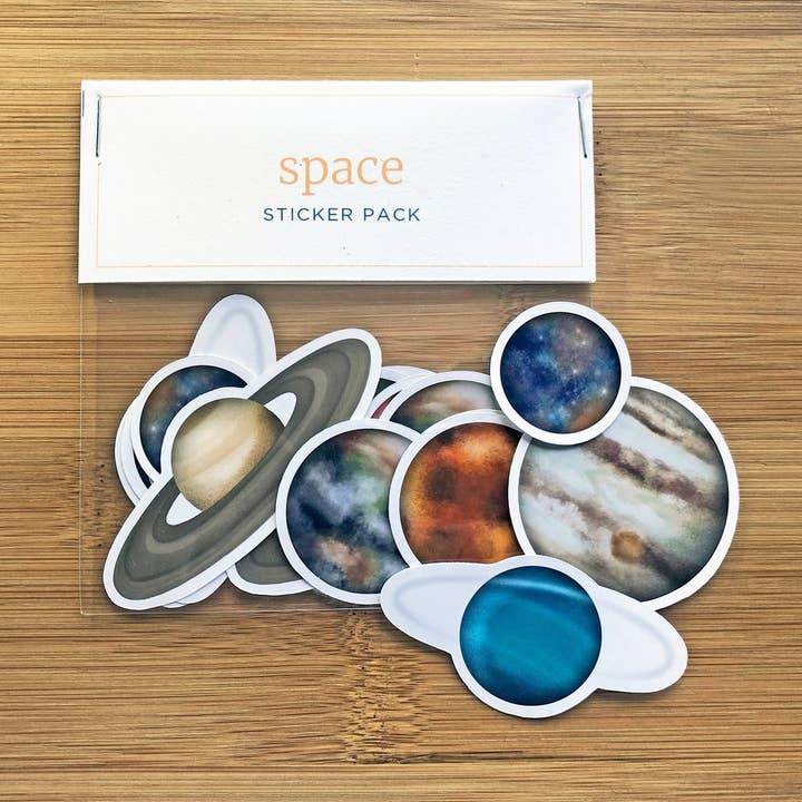 Weltraumplaneten-Aufkleberpaket 16pc für den Großhandel von RachIllustrate