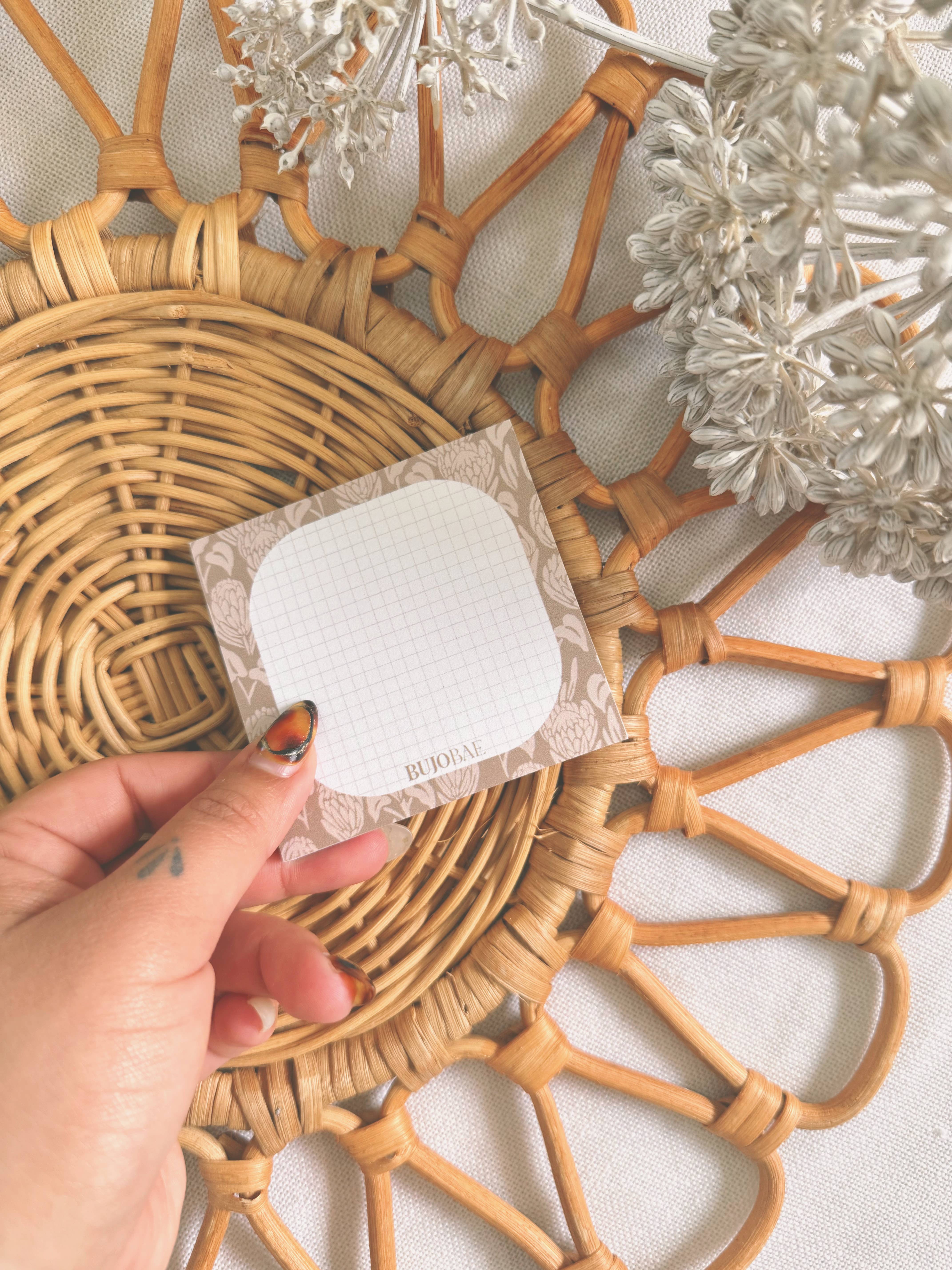 Bujo Bae - Wholesale Sticky Notes - BAE Protea in Latte | Post It Note2