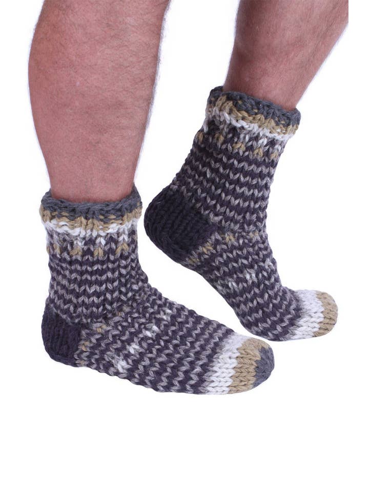Houtskool Heren Santiago Antracietbruine Wol Grove Gebreide Bank Sokken voor groothandel op Faire1