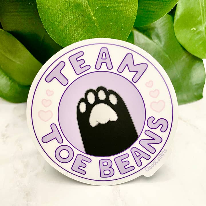 Cloud Cat Arts - Wholesale Sticker - Team Toe Beans - Cat Paw - Vinyl Sticker, weather resistant7