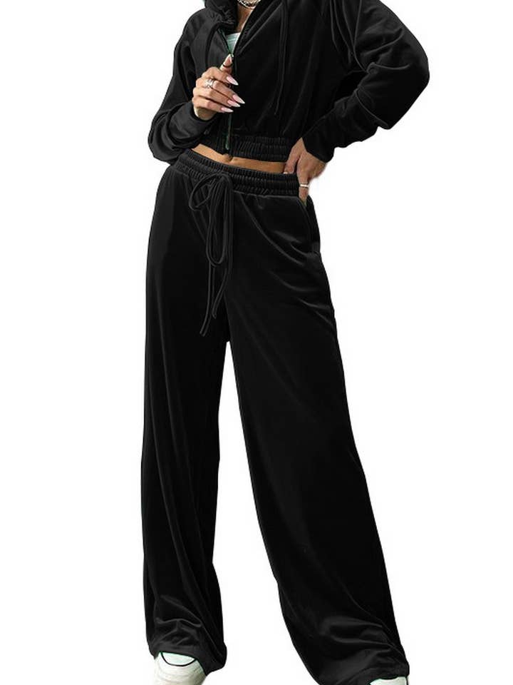 Lily Clothing - Wholesale Lounge Set - Women's - WOMEN LOOSE FIT LONG JOGGER PANTS AND HOODIE SET_CWSTB0177