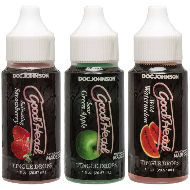 Doc Johnson - Wholesale Personal Lubricant - GoodHead Tingle Drops - Watermelon, Apple, Strawberry1