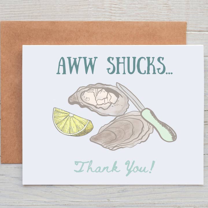 Marigold Press - Wholesale Thank You Card - Aww Shucks, Thanks! - Oyster Thank You Card