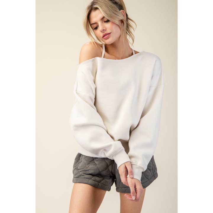 Apolline - Wholesale Sweatshirt - Women's - FRENCH TERRY FLEECE OFF SHOULDER SWEATSHIRT