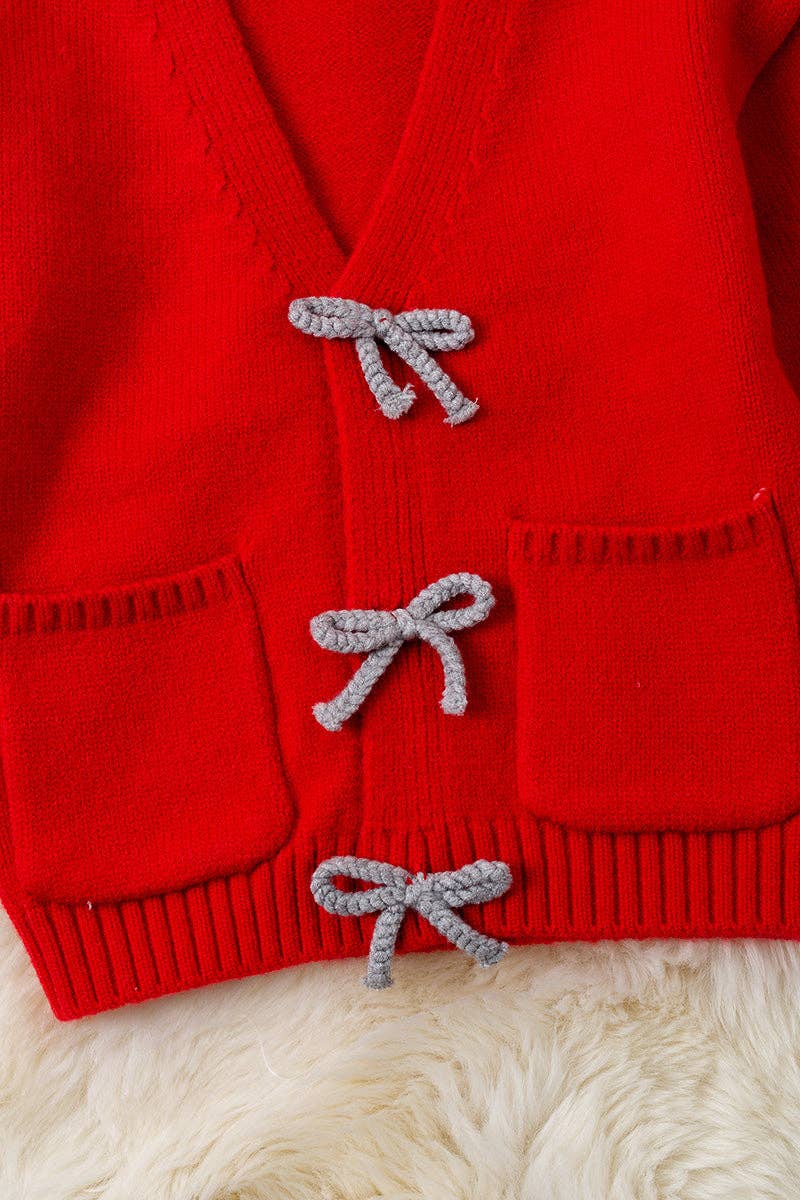 Kids Charm Online - Vente Cardigan – enfant - Cardigan en tricot rouge avec poches avant. TPG60056 AMY4