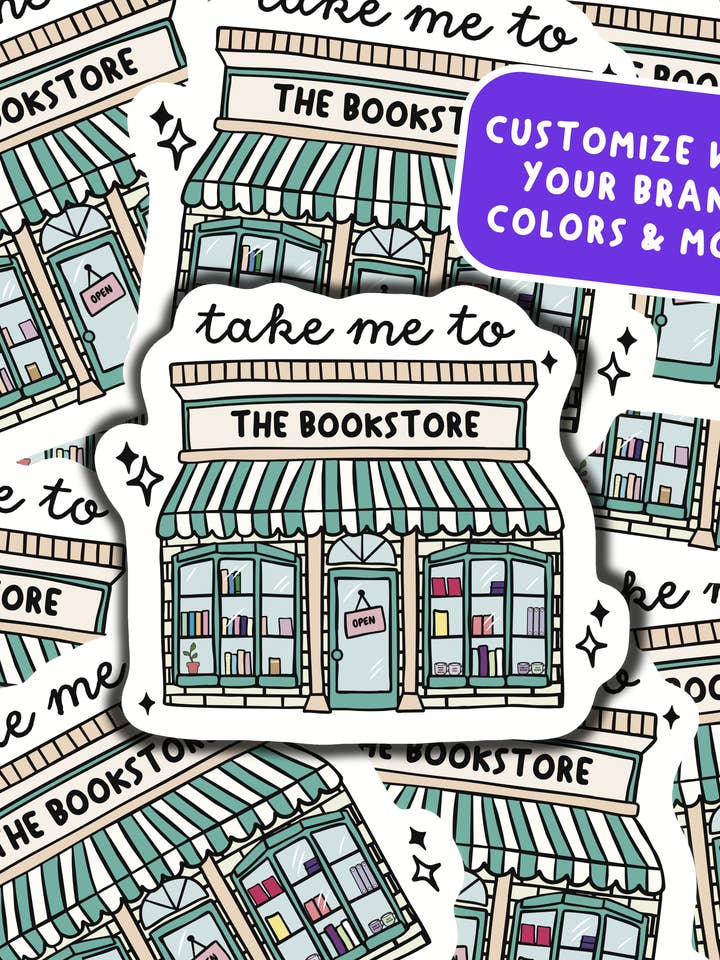 Tilpasset boghandel klistermærke, boghandel klistermærker & magneter for engroshandel hos Peach Tree Design Shop