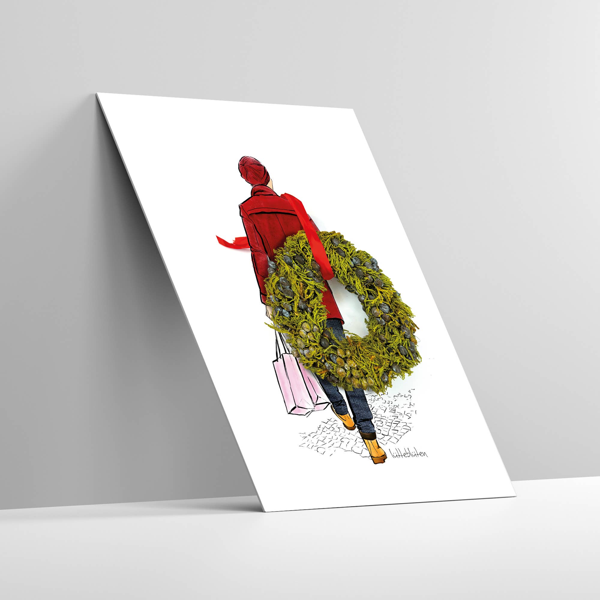 Lütteblüten – Großhandel Weihnachtskarte – Weihnachtskarte mit Umschlag | Er war einkaufen2