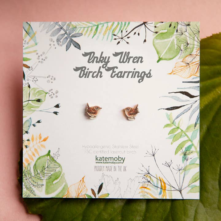 Kate Moby - Wholesale Stud/Post Earrings - Inky Wren Birch Hypoallergenic Tiny Stud Earrings4