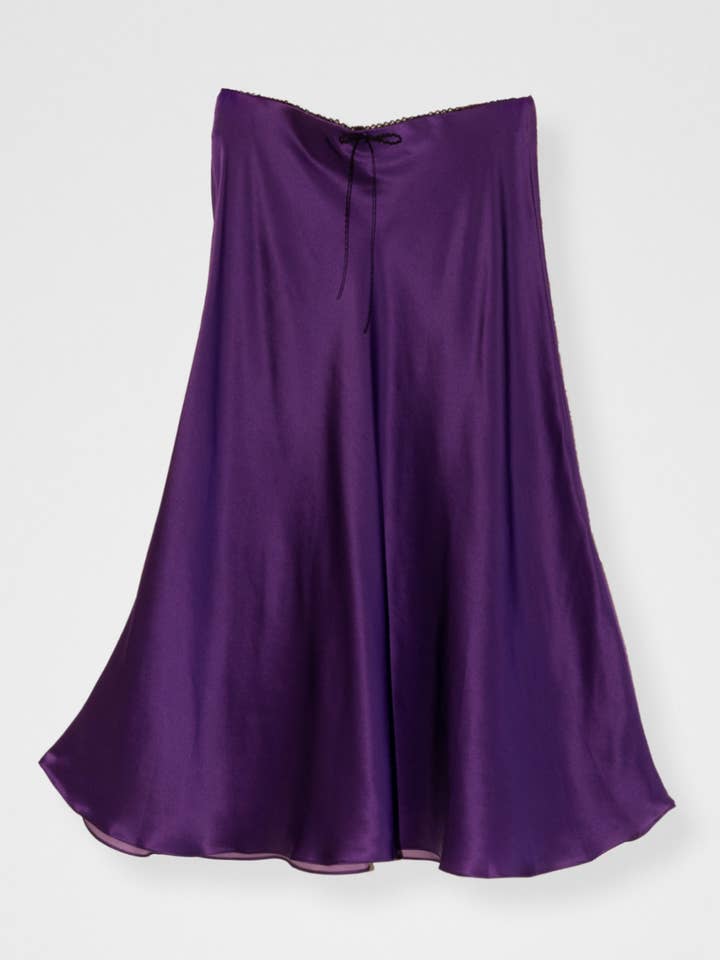 Silk Midi Slip Skirt - Dark Purple for wholesale by Nikki Marie