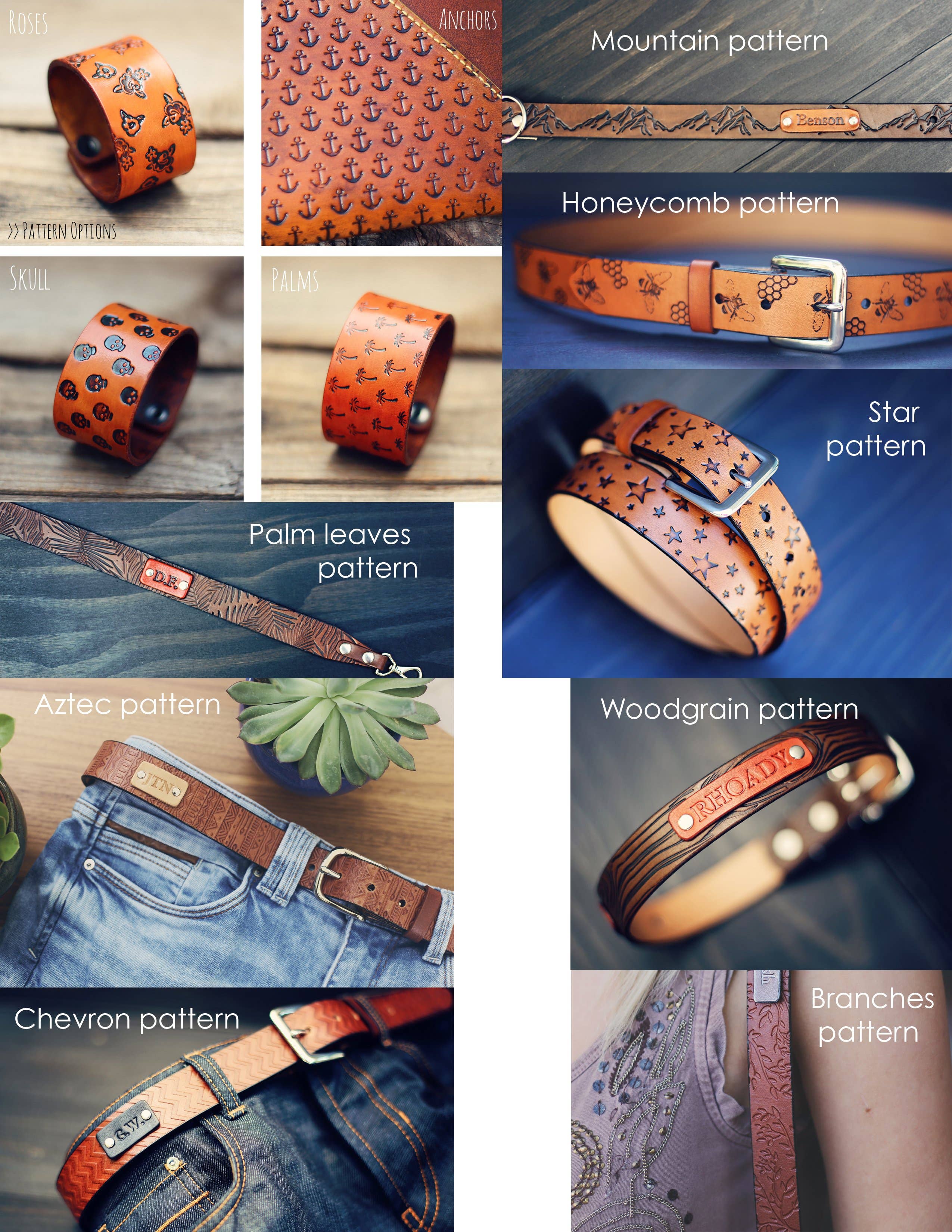 Foytik - Wholesale Pet Collar - Dog - Personalized Leather Dog Collar, Mountains pattern6