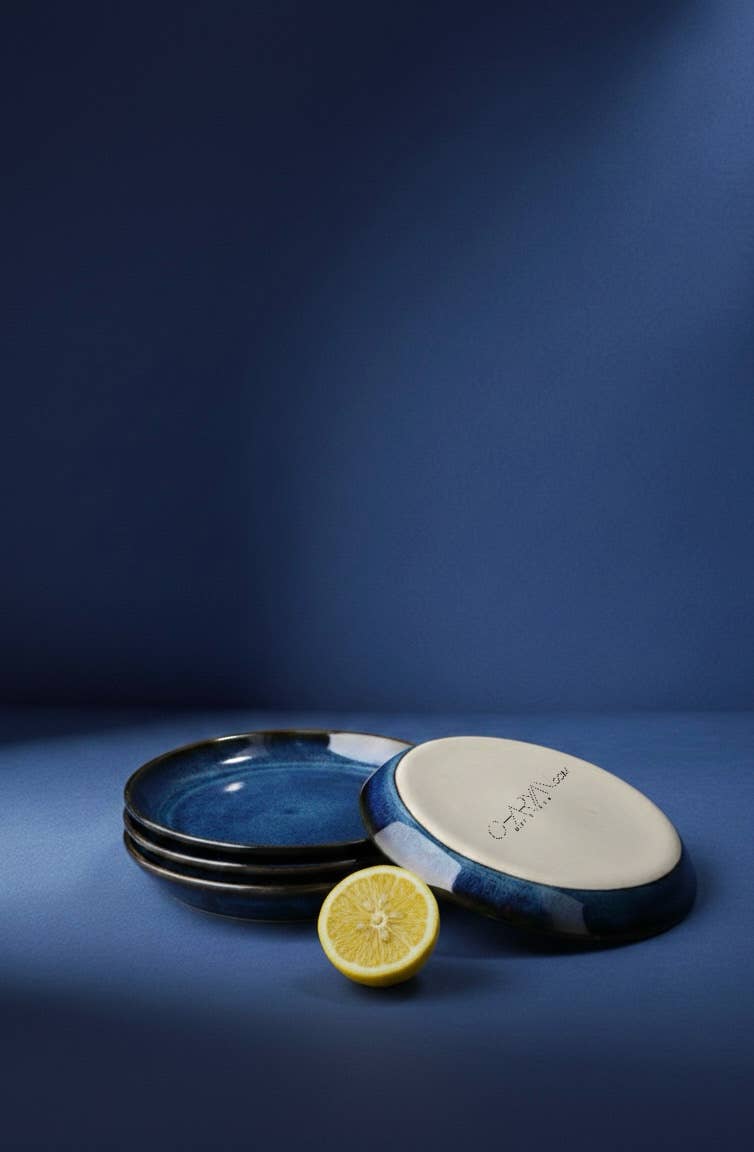 GHARYAN Stoneware & Olive Wood Tableware | USA - Wholesale Dinner Plate - Handmade Stoneware Flat Side Plate | Edan 5.1"10