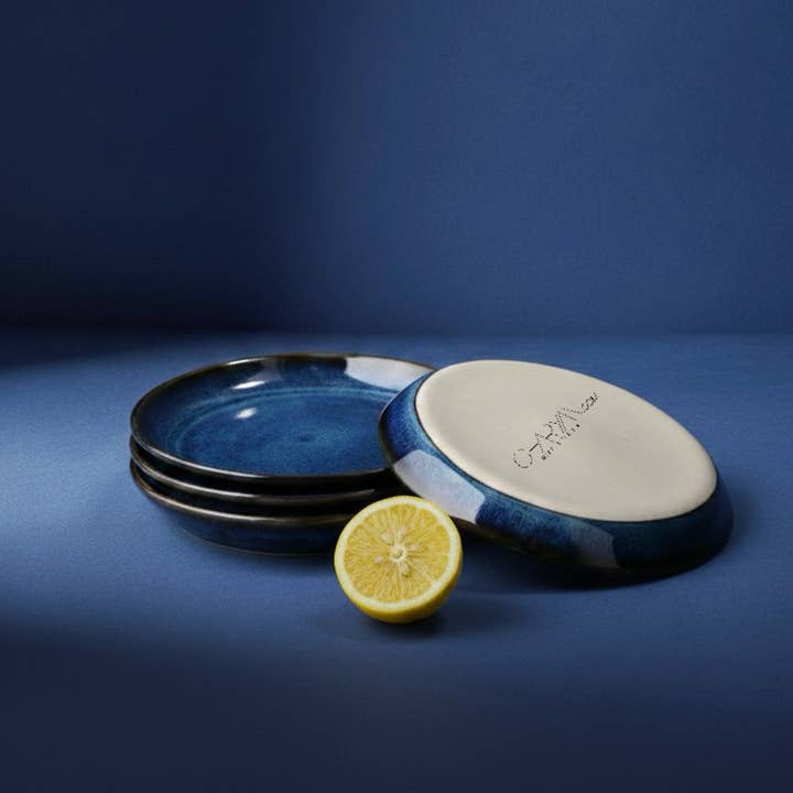 GHARYAN Stoneware & Olive Wood Tableware | USA - Wholesale Dinner Plate - Handmade Stoneware Flat Side Plate | Edan 5.1"10