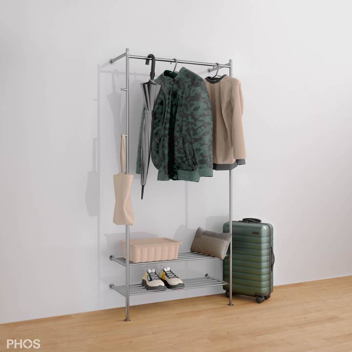 PHOS Design GmbH - Wholesale Coat Rack - Stainless steel hallway wardrobe with/without integrated shoe rack6