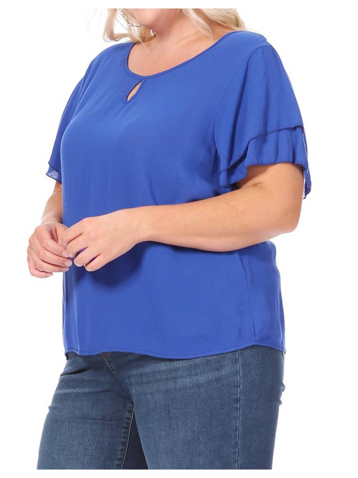 MOA COLLECTION - Wholesale Blouse - Women's - Women's Plus Size Short Sleeve Round Neck Blouse Top17