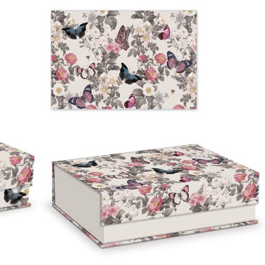Sæt med 3 rektangulære sammenstablingsæsker med sommerfuglehave for engroshandel hos Maison Royal Garden