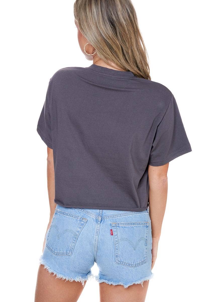 Zutter - Wholesale Screen Printed T-Shirt - Women's - Beach Club Vintage Graphic S/S Faux Cropped Tee3