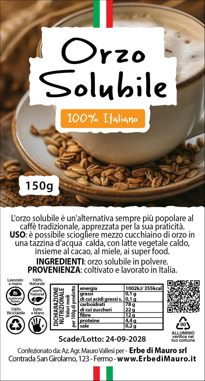 Erbe di Mauro - Wholesale Health/Detox Tea - Soluble barley 150g0