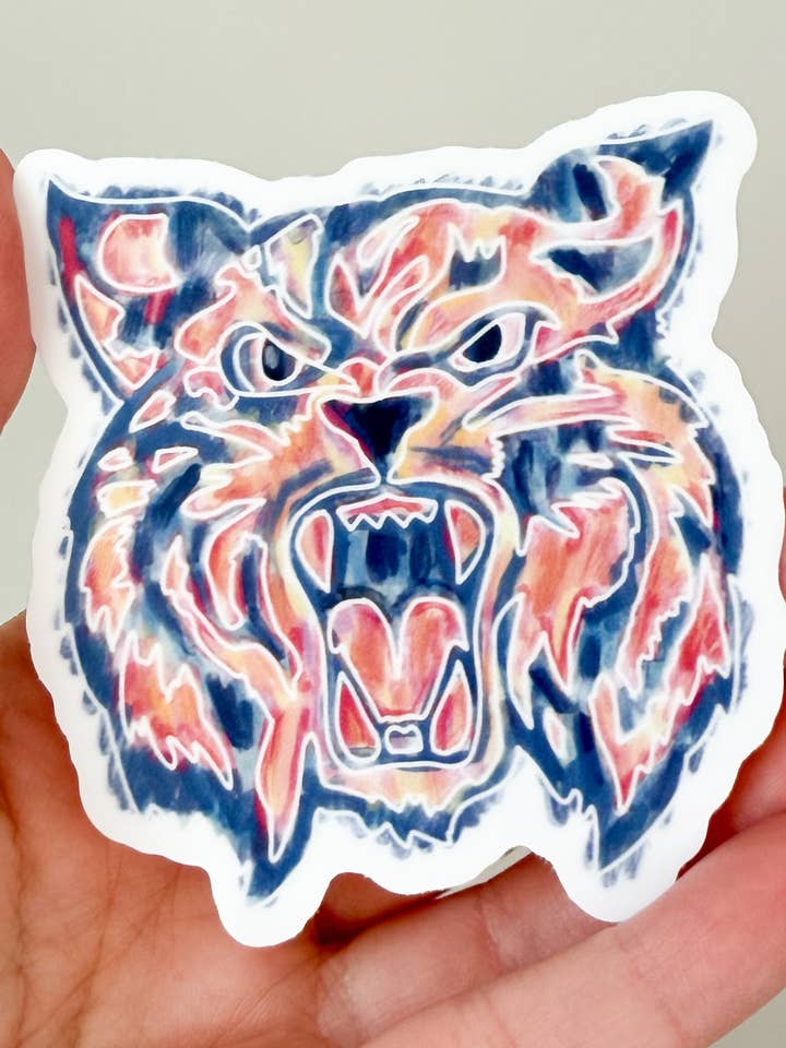 Kentucky Wildcat White Background Sticker Hand Drawn for wholesale by Abbie B. Designs Co.