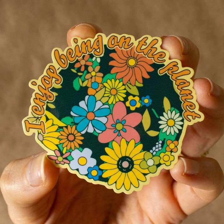I Enjoy Being on the Planet Vinyl Sticker for wholesale by Doctor Scribble