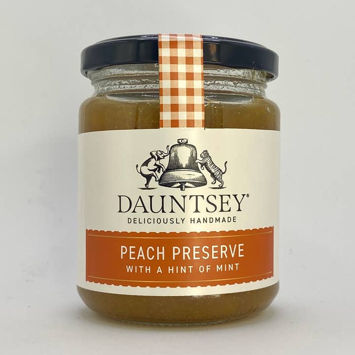 Peach Preserve with a Hint of Mint 270 g for wholesale by Dauntsey Preserves