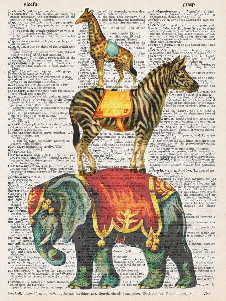 STACKED CIRCUS ANIMALS PRINT for wholesale by ARTNWORDZ LLC