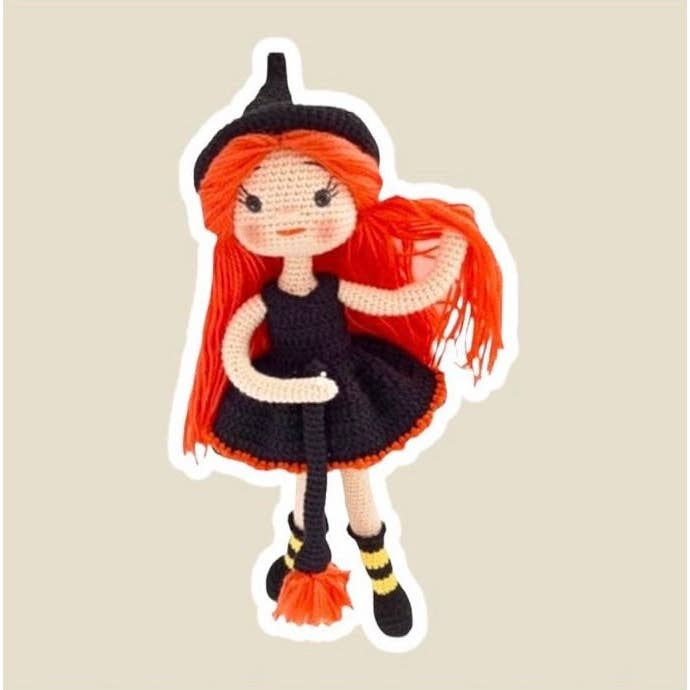 By Mother Hands - Vendita all'ingrosso Bambola - Bambini - Bambola Amigurumi all'uncinetto con capelli arancioni e abito nero