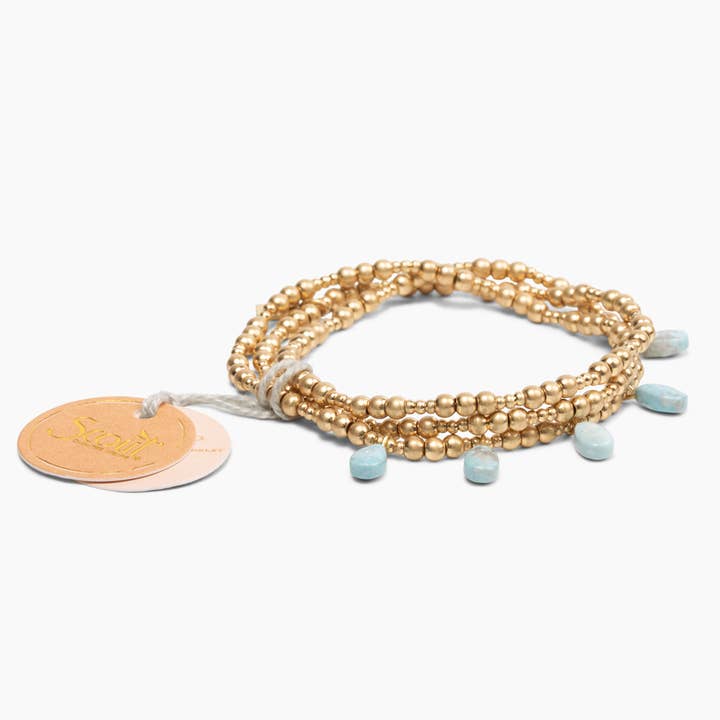 Metal Wrap - Timeless/Blue Howlite/Gold for wholesale by Scout Curated Wears