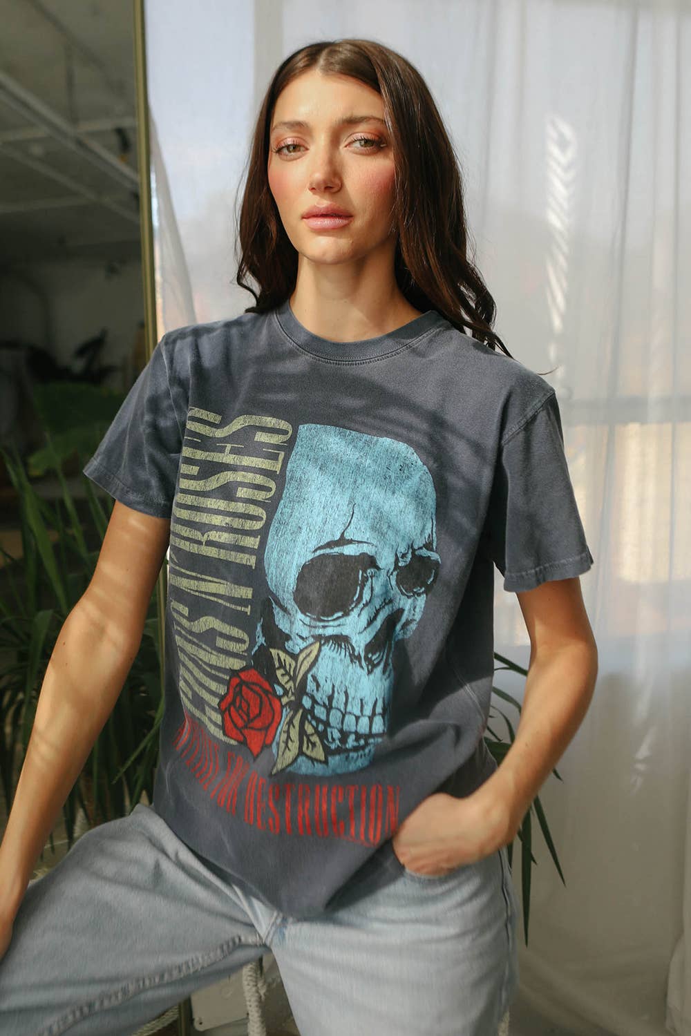 People Of Leisure - Wholesale Screen printed t-shirt – Women′s - Guns N Roses Flower Skull Tee