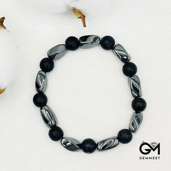 GemMeet - Vendita all'ingrosso Bracciale con perline - Bracciale Set Elastico da Uomo con Pietra Lavica e Perline0