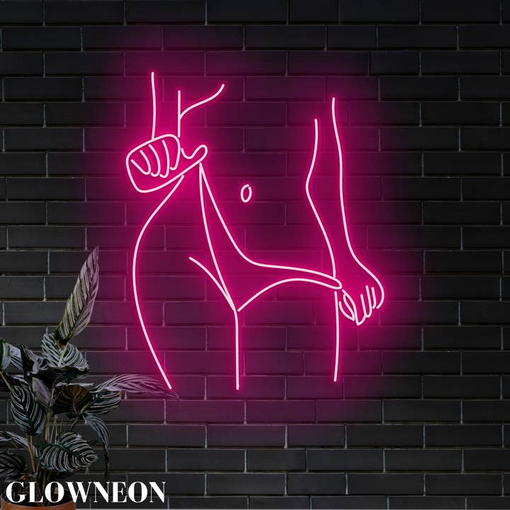 Decoração de Parede Neon Corpo de Mulher Sensual, Arte de Parede Led Senhora de Bikini por atacado de Glow Neon