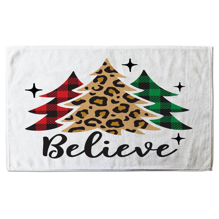 Christmas trees with leopard print (bath towel) for wholesale by Benjamin Tate Design