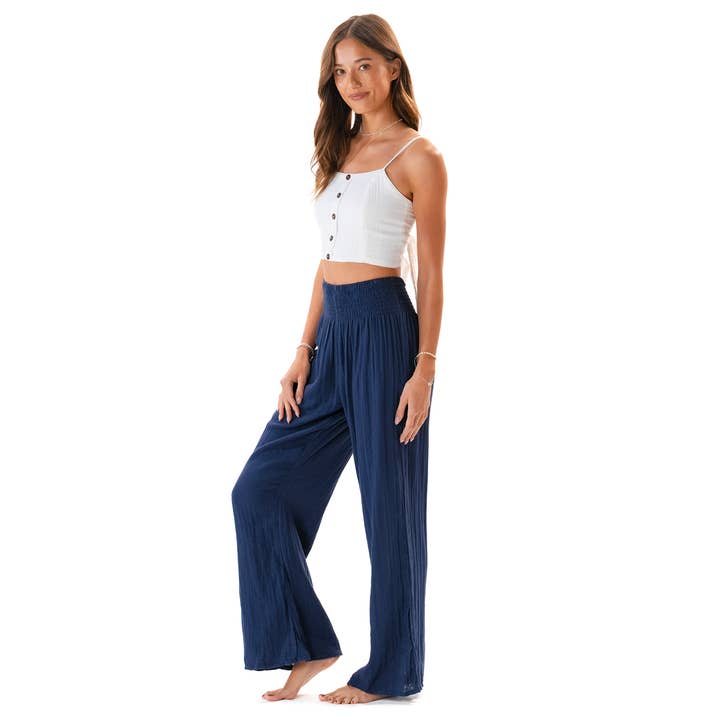 Lotus and Luna - Wholesale Pants - Women's - Oxford Cotton Wide Leg Pants