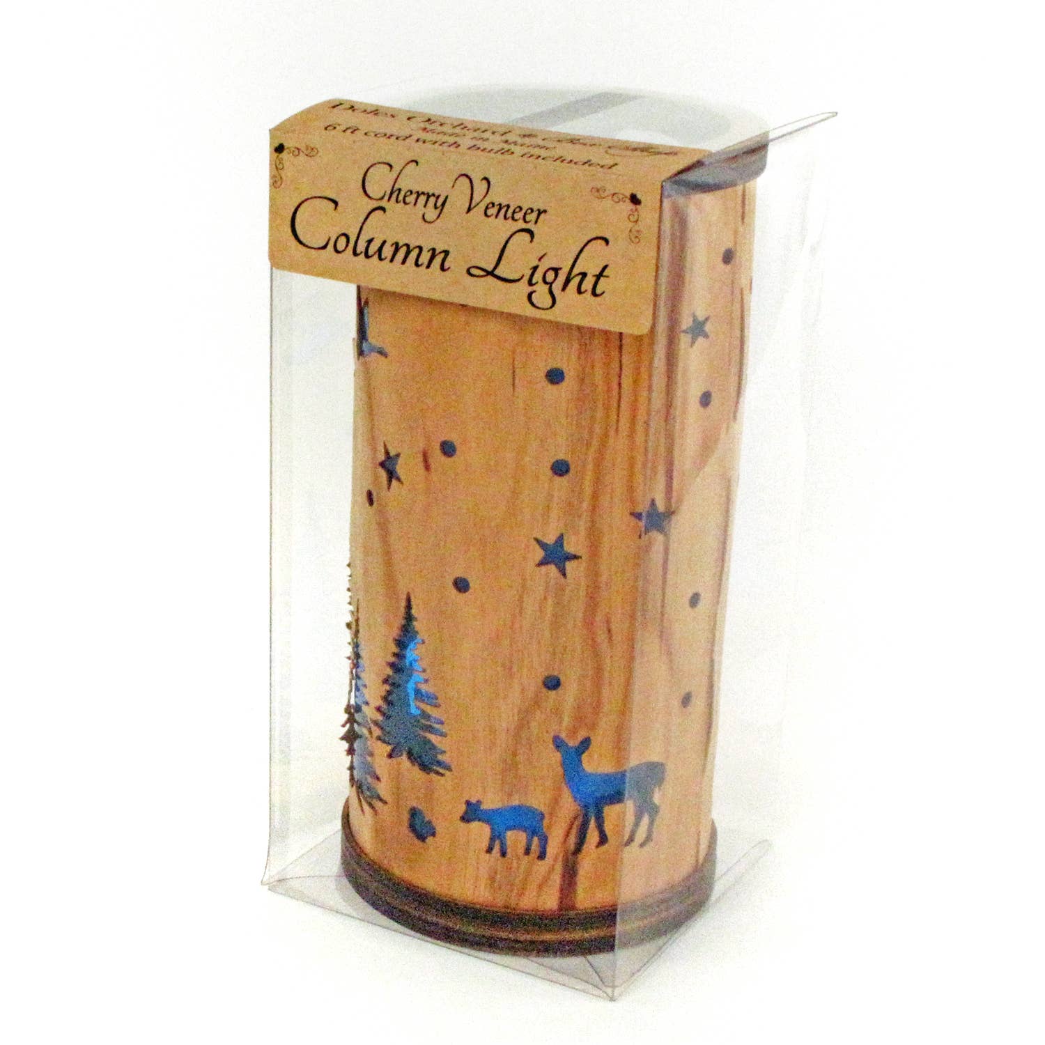 Made and Assembled - Wholesale Accent/Desk Lamp - Cherry Veneer Column Light - Woodlands2