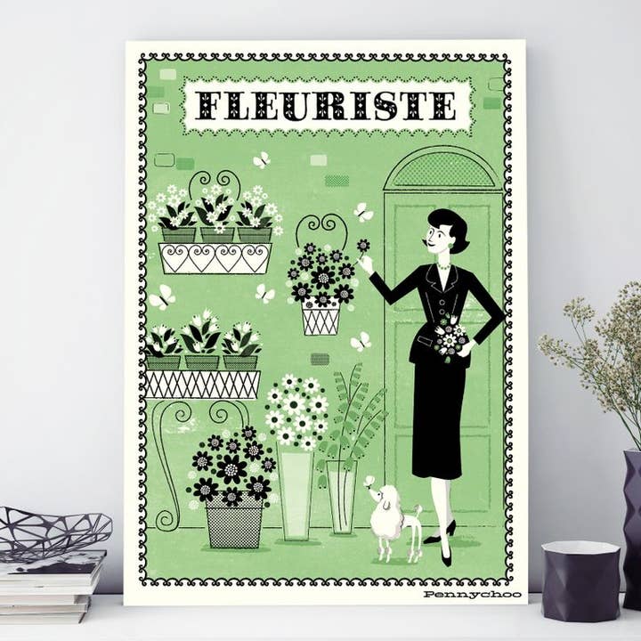 Paris Shopper A3 print: Fleuriste for wholesale by Pennychoo