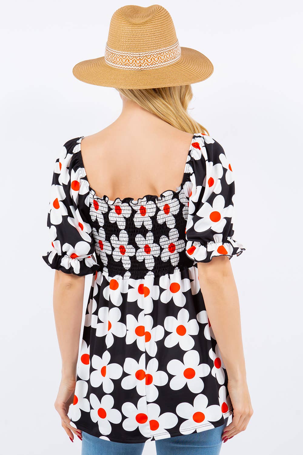 Celeste Clothing - Vendita all'ingrosso Tunica - Donna - TOP CON STAMPA FLOREALE CON MANICHE A PALLONCINO -CT43822A10