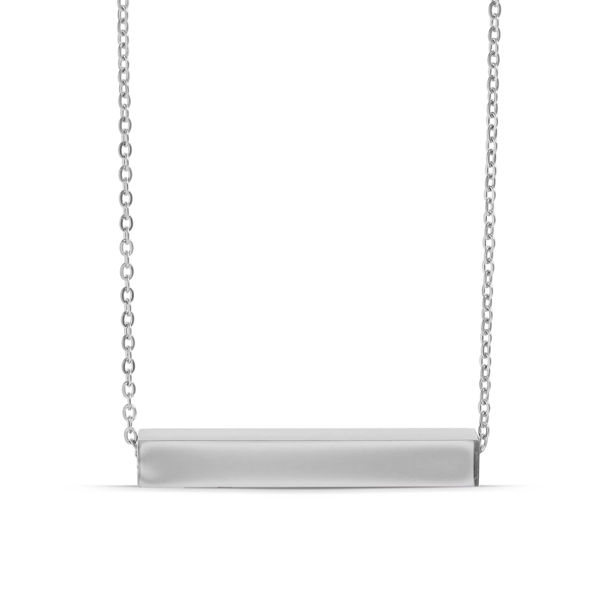 WJW - Wholesale Pendant/Charm Necklace - Square 4 Sided Horizontal Bar Polished Stainless Steel Necklace1