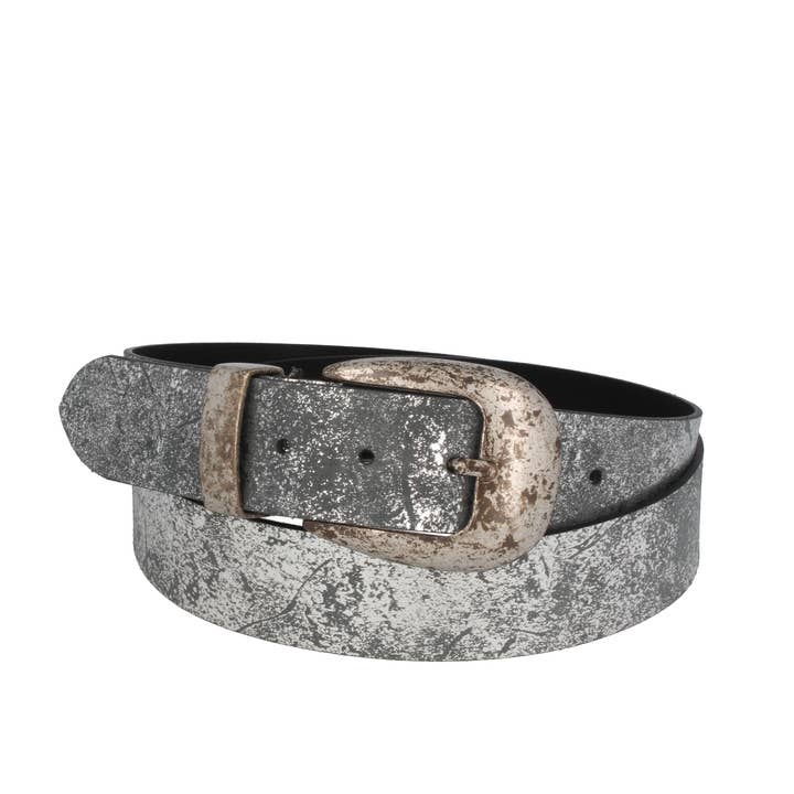 Brillante Wide Titanium metalliskt läderbälte för kvinnor för wholesale av MGM Design e.K.