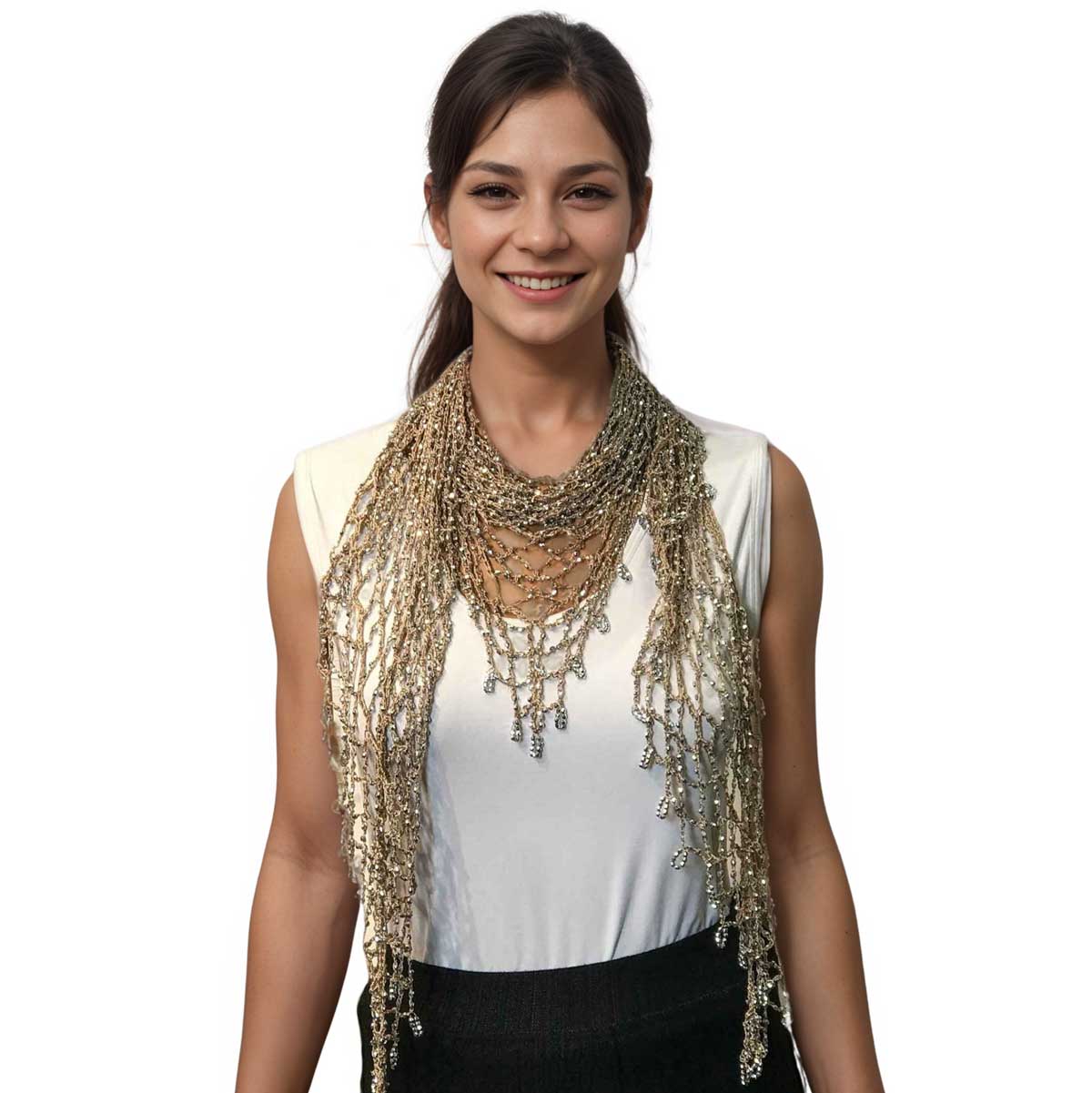 The Magic Scarf Company - Wholesale Outerwear Vest - Women's - 027 - Shanghai Beaded Triangle8