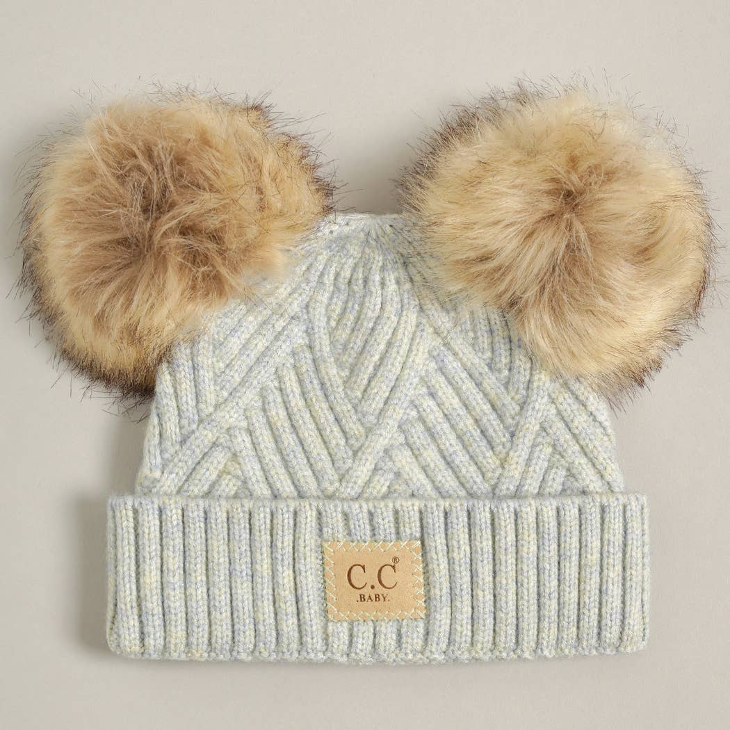 Fashion City - Wholesale Beanie - Kids - Baby Criss-Cross Beanie with Double Pom-Pom11