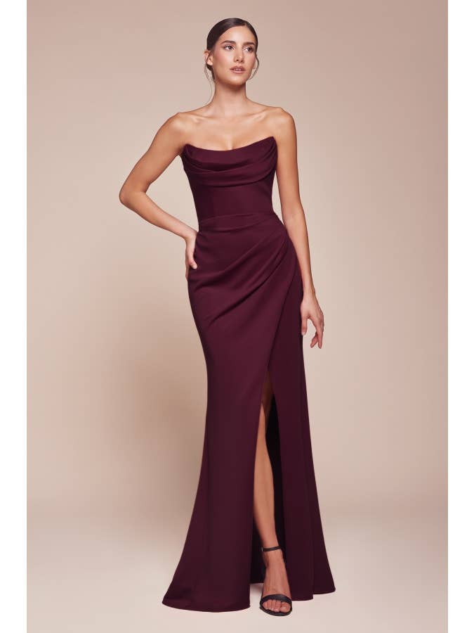 Ladivine by Cinderella Divine - Wholesale Gown - Women's - STRAPLESS CHIFFON GOWN
