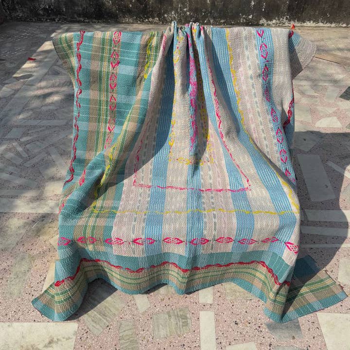 Bhawana Handicrafts - Wholesale Quilt - Antique Vintage Kantha Quilt Cotton Throw Sari Quilt Blanket0