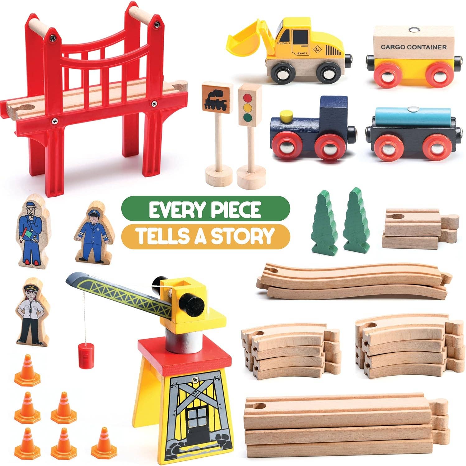Play22 - Wholesale Toy Set - Kids - Kids 38Pcs Wood Train Track Set Compatible with Major Brands1