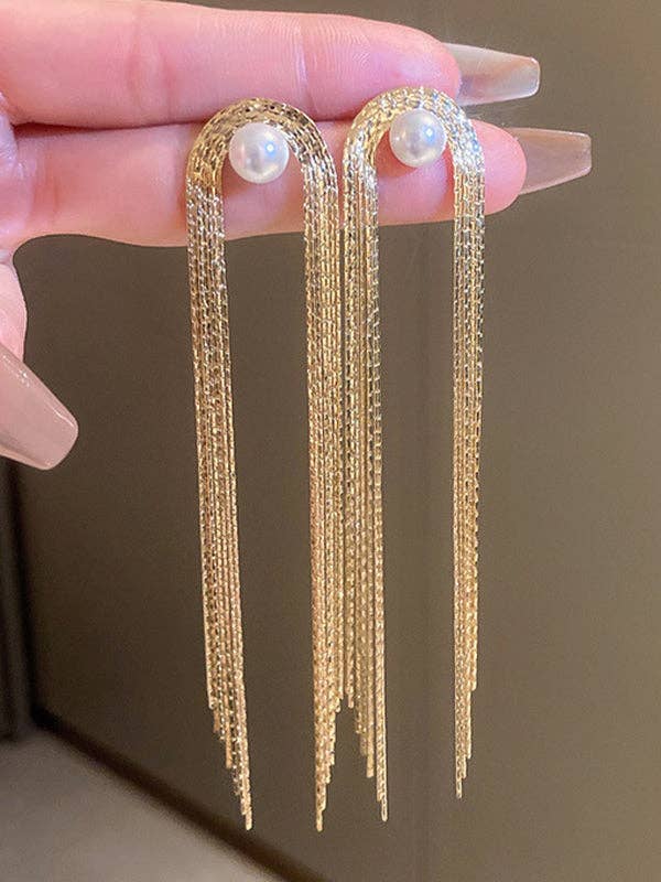 GOLD Tropfenohrringe mit geometrischen Quasten für den Großhandel auf Faire1