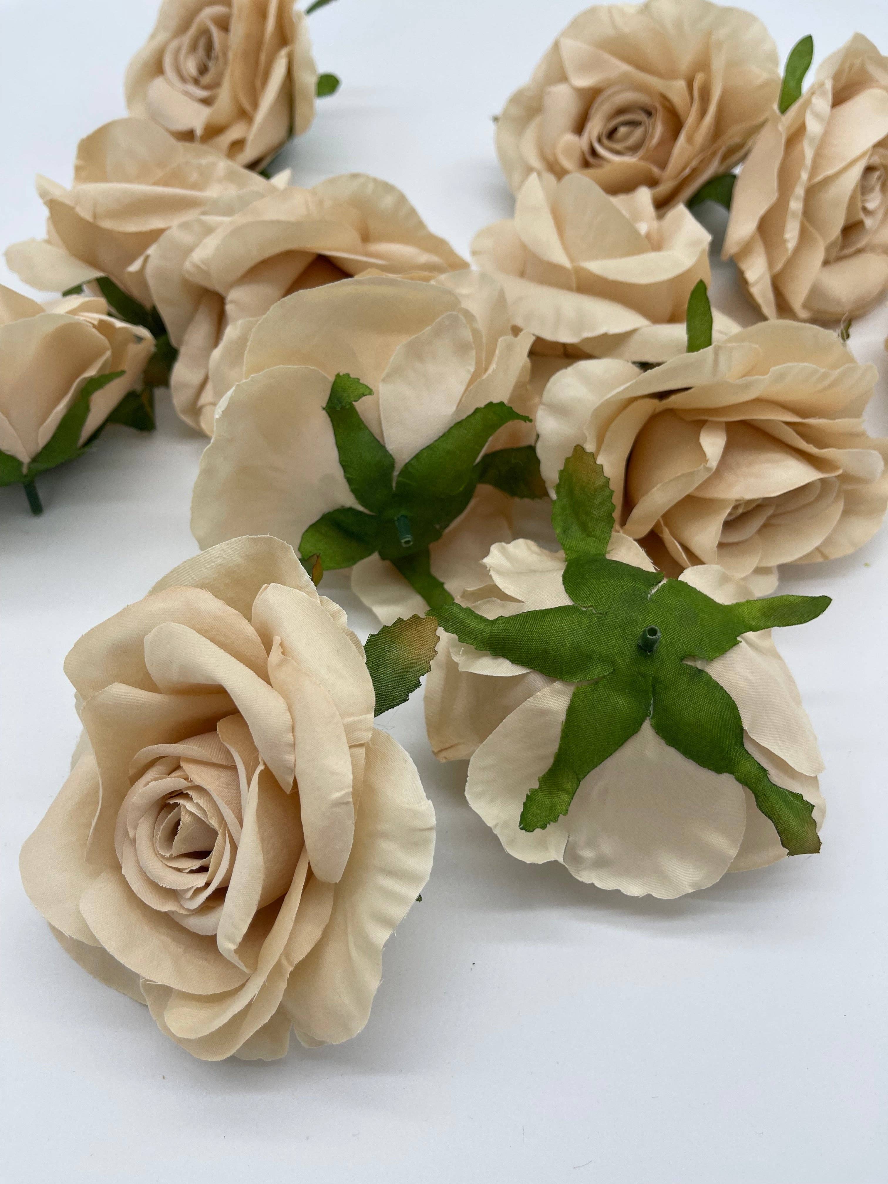 JKF & Co Pty Ltd – wholesale Artificial flowers – Rose Head Beige 12pcs1