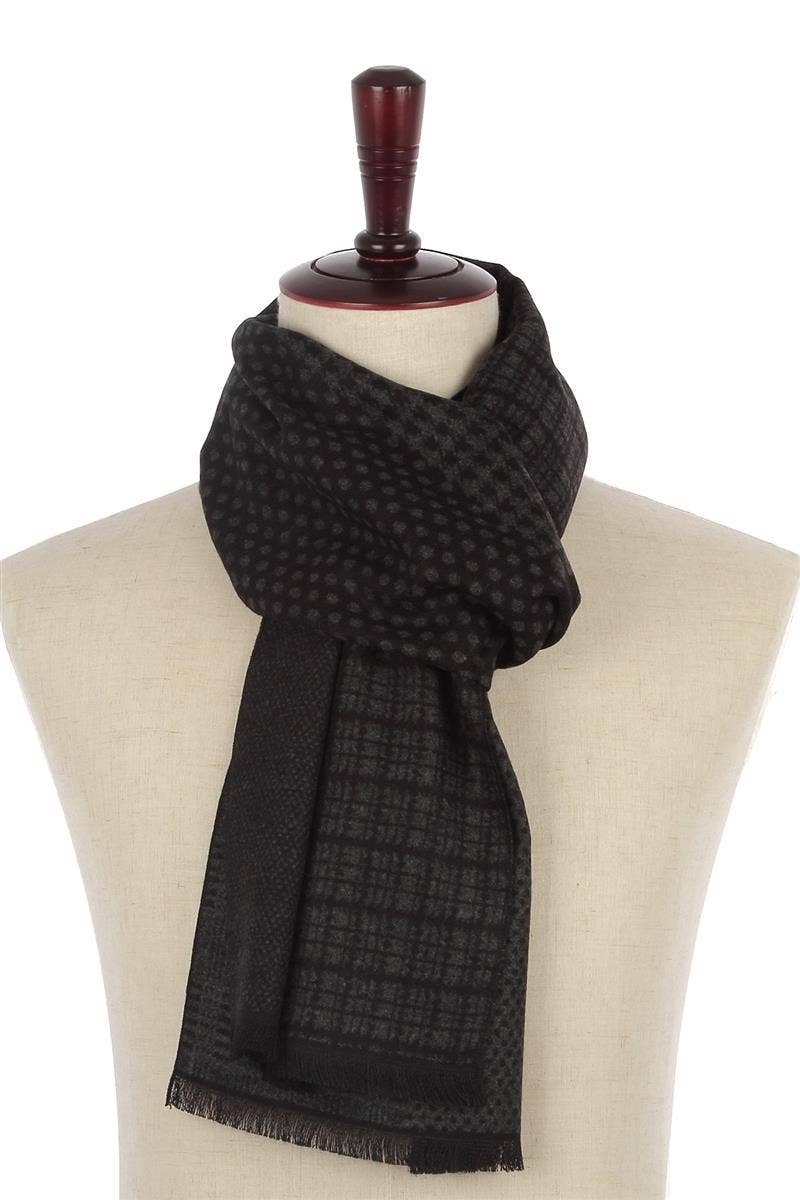 Fashion Scarf World – wholesale Scarf – Men’s – Dot, Tartan & Houndstooth Print Frayed Men/Unisex Scarf2