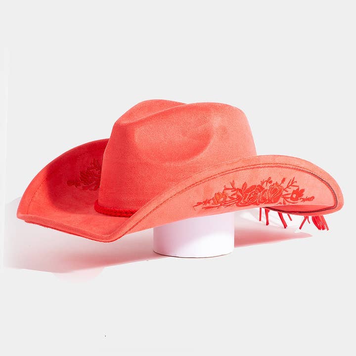 Collections by Fame Accessories – wholesale Fedora – Women’s – Rose Embroidered Braided Band Fedora Cowboy Hat8